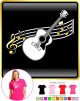 Acoustic Guitar Curved Stave - LADYFIT T SHIRT 