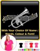 Flugelhorn Curved Stave With Your Words - LADYFIT T SHIRT 