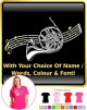 French Horn Curved Stave With Your Words - LADYFIT T SHIRT 