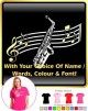 Saxophone Sax Alto Curved Stave With Your Words - LADYFIT T SHIRT 